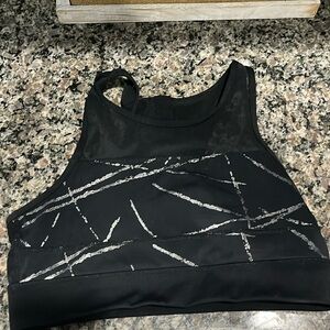 ZYIA Black Metallic Abstract All Star Sports Bra